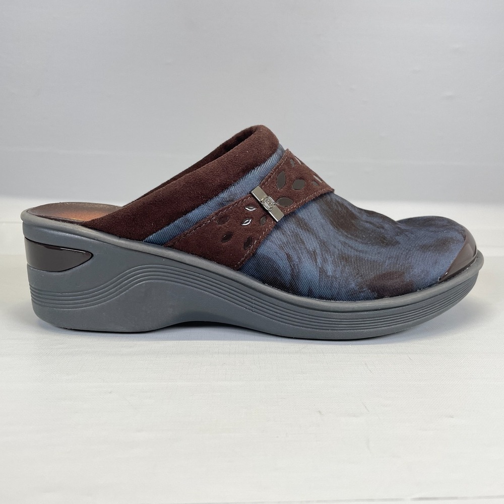 Bzees Dolce Mule Clogs Womens Size 7.5 M Blue Slip On Comfort Casual Wedge Shoes